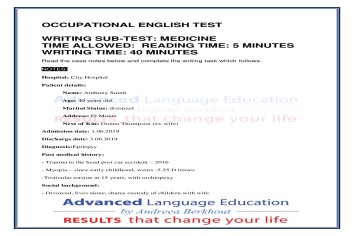 OET Writing Task: Medicine