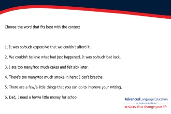 So/ Such/ Many/ Much – General English Exercise