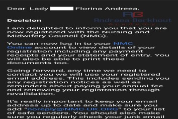 Andreea Florina, PIN, Romanian Nurse in the UK